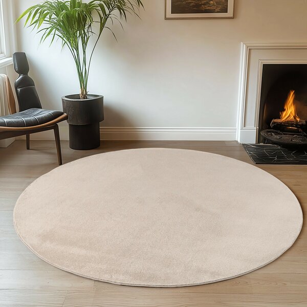 Ayyildiz, Kusový koberec Joy 1400 cream kruh, 80x80 (průměr) kruh, bílá, chodba / předsíň