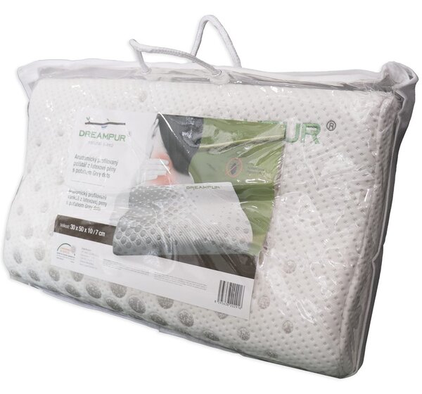 DREAMPUR Anatomický polštář DREAMPUR® z latexové pěny Grey dots profilovaný - 30x50 cm