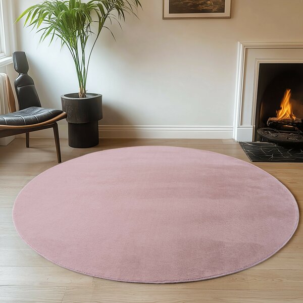 Ayyildiz, Kusový koberec Joy 1400 rose kruh, 80x80 (průměr) kruh, růžová, chodba / předsíň