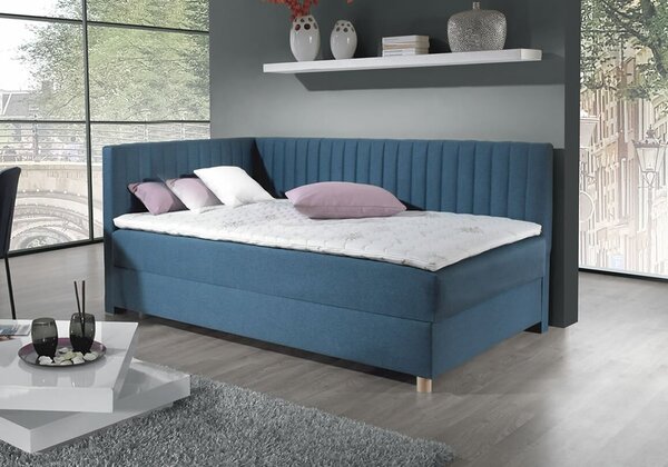 Rohová postel boxspring s úložným prostorem NOVO s čely, 120x200cm