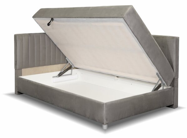 Rohová postel boxspring s úložným prostorem NOVO s čely, 120x200cm