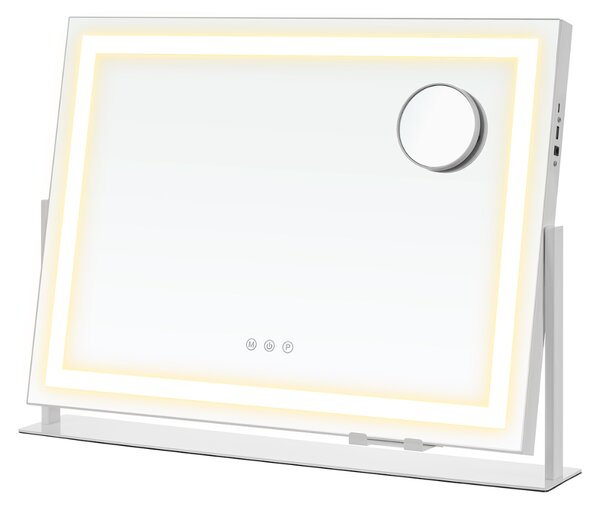 Kosmetické zrcadlo DAHLIA s LED osvětlením, 10x62,5x45,8 cm, bílá SongmicsHome