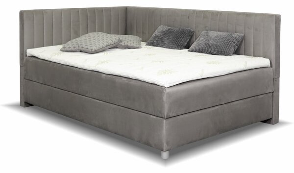 Rohová postel boxspring s úložným prostorem NOVO s čely, 120x200 cm