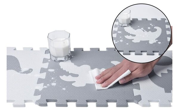 Velká vzdělávací podložka, puzzle na podlahu pro děti 140x140cm, 56 elementů v šedé barvě