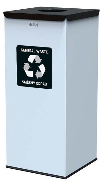 Alda Koš na tříděný odpad Eko Square Nord 60 l, černé víko - směs, lakovaná ocel, bílá