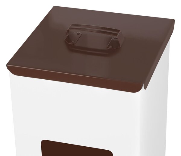 Alda Koš na tříděný odpad Eko Square Nord 60 l, hnědé víko - bio, lakovaná ocel, bílá