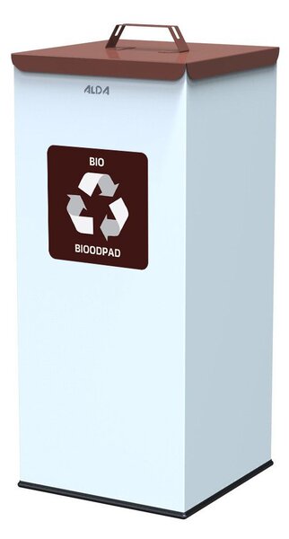 Alda Koš na tříděný odpad Eko Square Nord 60 l, hnědé víko - bio, lakovaná ocel, bílá