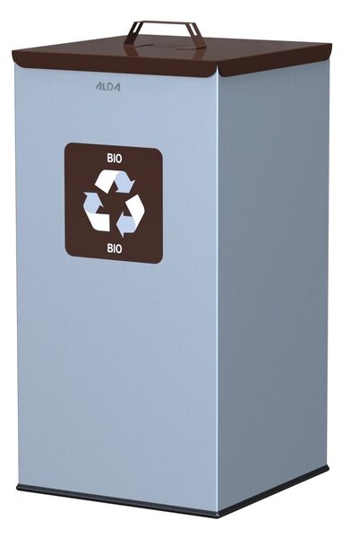 Alda Koš na tříděný odpad Eko Square 60 l, hnědé víko - bio, lakovaná ocel, šedá