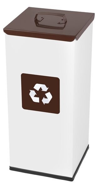 Alda Koš na tříděný odpad Eko Square Nord 60 l, hnědé víko - bio, lakovaná ocel, bílá