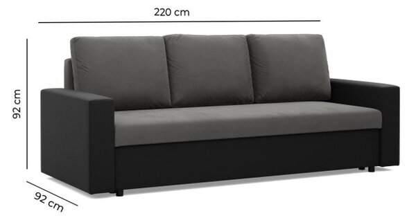 Třímístná rozkládací sedačka LUNA šedá / bílá