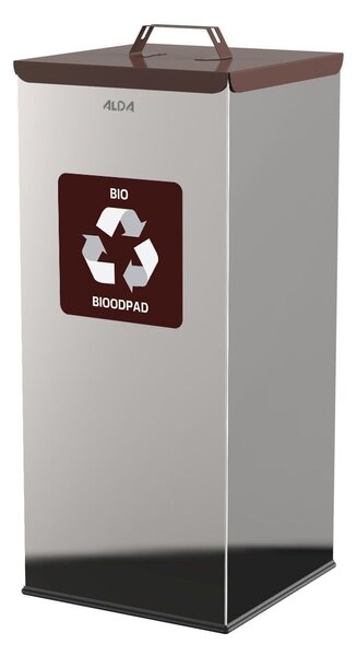 Alda Koš na tříděný odpad Eko Square 60 l, hnědé víko - bio, nerez ocel, lesklá