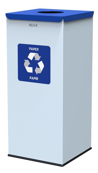Alda Koš na tříděný odpad Eko Square Nord 60 l, modré víko - papír, lakovaná ocel, bílá