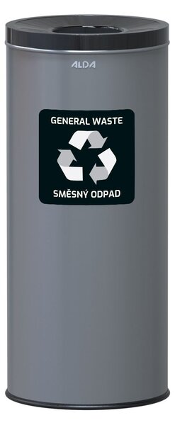 Alda Koš na tříděný odpad Eko 45 l, černé víko - směs, lakovaná ocel, šedá