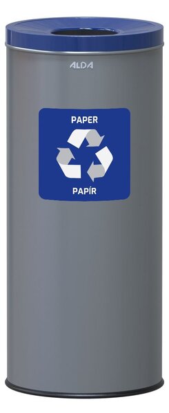 Alda Koš na tříděný odpad Eko 45 l, modré víko - papír, lakovaná ocel, šedá
