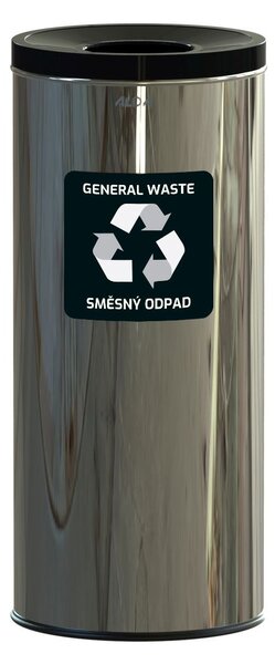 Alda Koš na tříděný odpad Eko 45 l, černé víko - směs, nerez ocel, lesklá