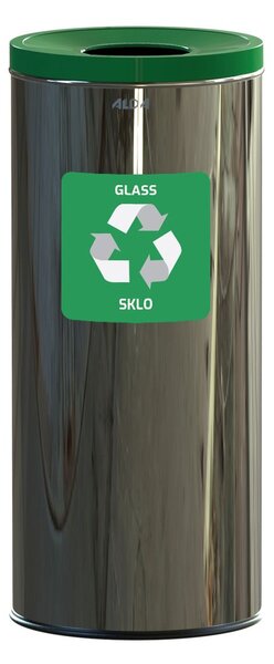 Alda Koš na tříděný odpad Eko 45 l, zelené víko - sklo, nerez ocel, lesklá