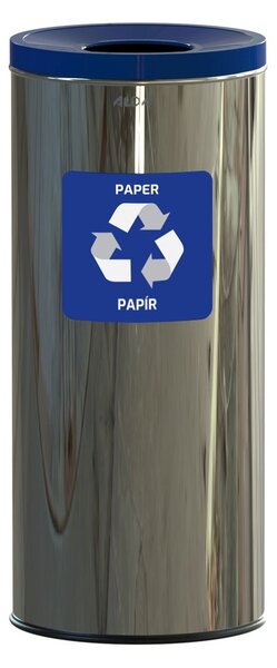 Alda Koš na tříděný odpad Eko 45 l, modré víko - papír, nerez ocel, lesklá