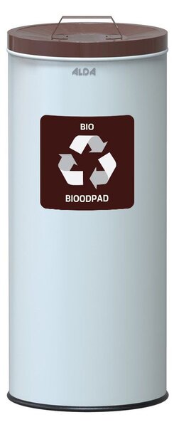 Alda Koš na tříděný odpad Eko Nord 45 l, hnědé víko - bio, lakovaná ocel, bílá