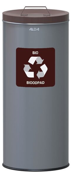 Alda Koš na tříděný odpad Eko 45 l, hnědé víko - bio, lakovaná ocel, šedá