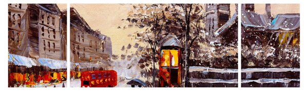 Obraz - Malba zimního města (170x50 cm)