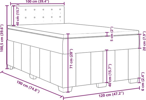 VidaXL Box spring postel s matrací textil, tlačítka [3287026] Barva: Černá, Velikost: 100 x 200 cm