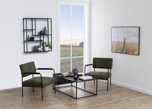 Černá nástěnná knihovna v dekoru jasanu 75x91 cm Seaford – Actona