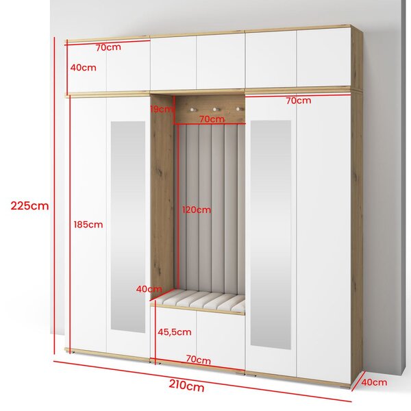 Předsíňová stěna Sevilla 10 Barva čalounění: Černá - Trinity 16