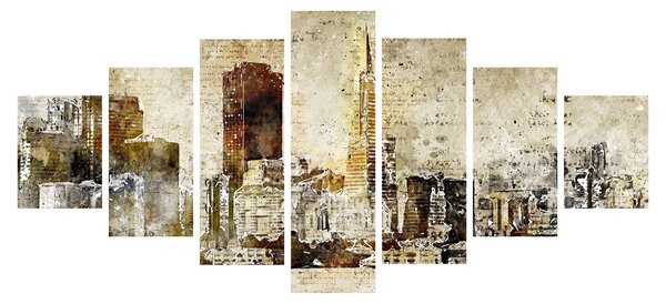 Obraz - Umělecky ztvárněné město (210x100 cm)