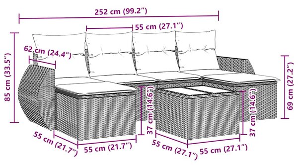 7dílná zahradní sedací souprava s poduškami černá polyratan 3254063