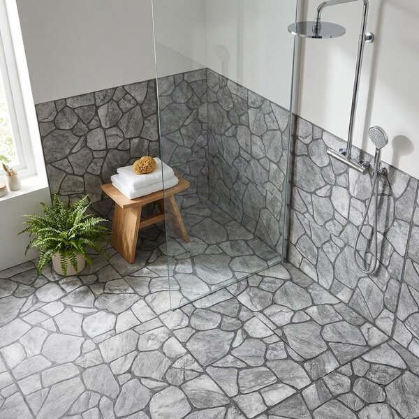 Samolepicí obklad s kamenným vzorem 30x30 cm 10 ks - světle šedá