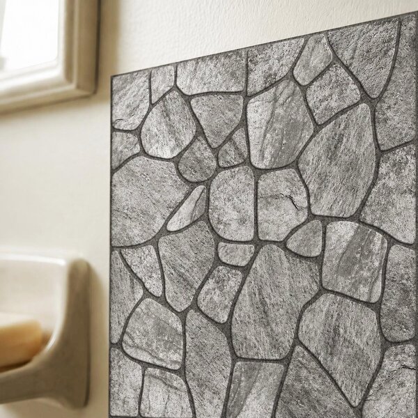 Samolepicí obklad s kamenným vzorem 30x30 cm 10 ks - světle šedá