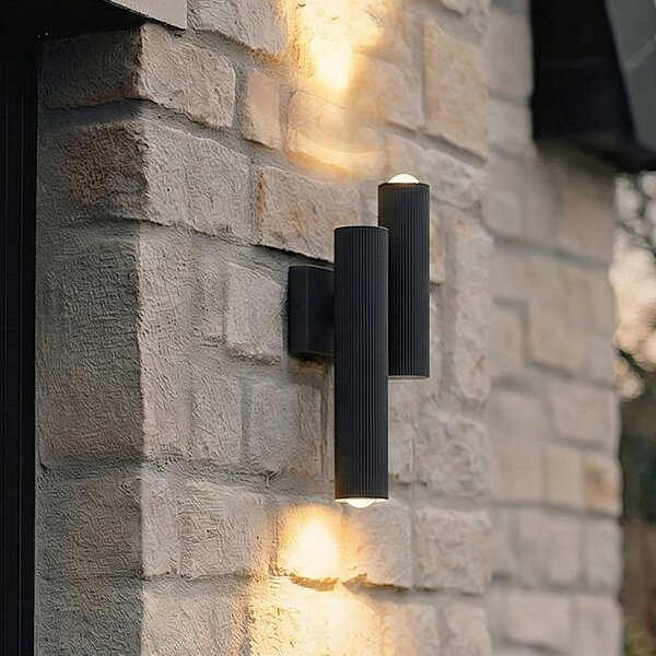 Lucande LED venkovní nástěnné svítidlo Torvian, antracit, 2 žárovky, Černá, kov, Moderní