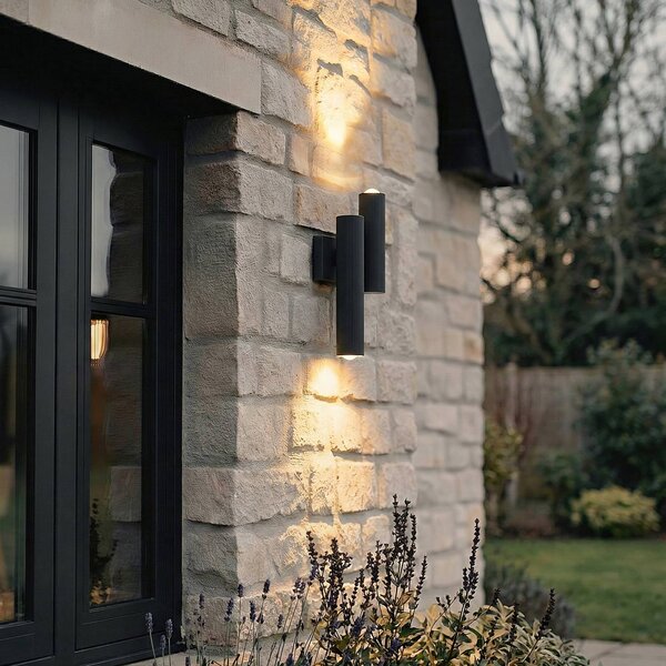 Lucande LED venkovní nástěnné svítidlo Torvian, antracit, 2 žárovky, Černá, kov, Moderní
