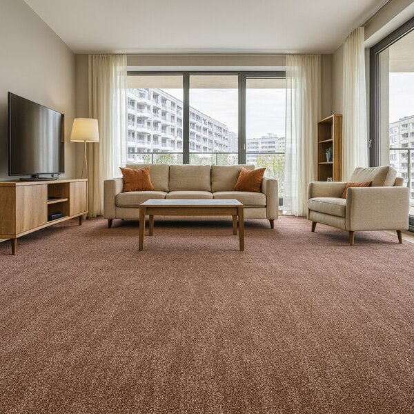 Spoltex, Metrážový koberec Leon 93244 Tm. Hnědý, na míru, šíře 3m,4m, hnědá, filc, ložnice