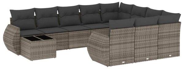 11dílná zahradní sedací souprava s poduškami šedá polyratan 3254267