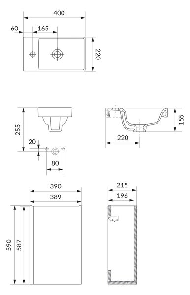 Cersanit Moduo umyvadla se skříňkou 40 cm béžová S801-589
