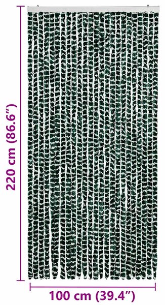 Závěs proti hmyzu zeleno-bílý 100 x 220 cm Chenille 325447