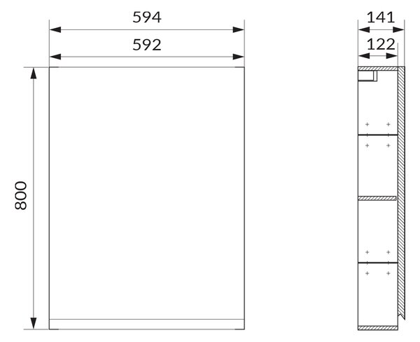 Cersanit Moduo skříňka 59.4x14.1x80 cm boční závěsná béžová S590-111-DSM