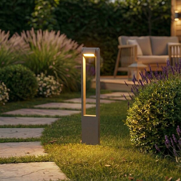 Lindby LED osvětlení cesty Meloni, antracit, 65 cm, IP65 otočné, Černá, Hliník, Moderní