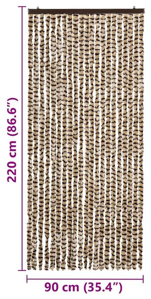 Závěs proti hmyzu béžový a hnědý 90 x 220 cm Chenille 325449