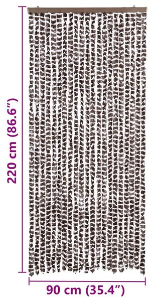 Závěs proti hmyzu hnědý a bílý 90 x 220 cm Chenille 325452