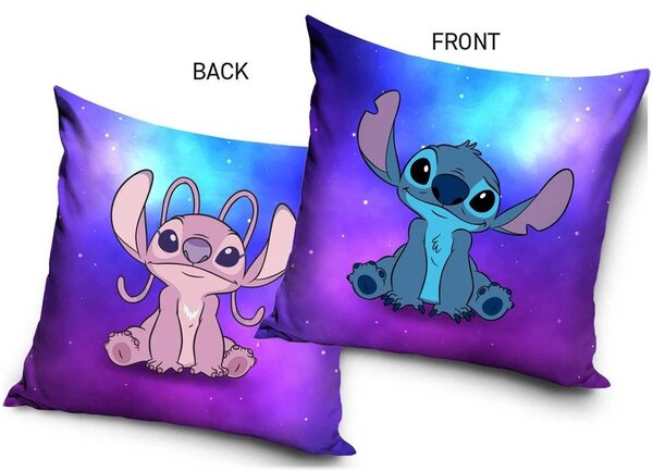 Velurový polštář Lilo a Stitch - motiv Stitch & Angel - Snění pod Hvězdami - 40 x 40 cm