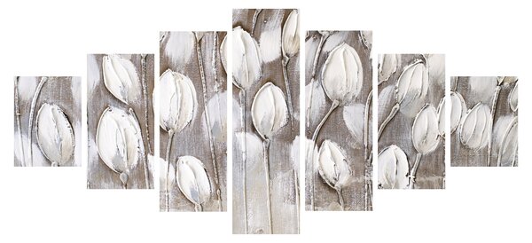 Obraz - Strukturované tulipány (210x100 cm)