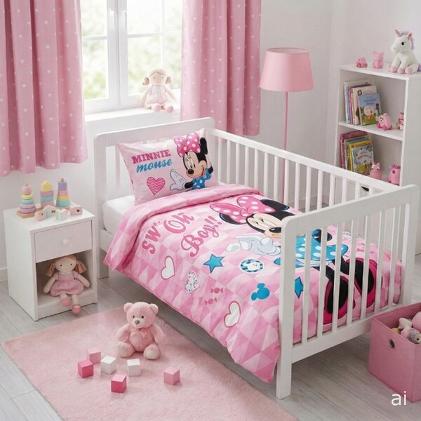Povlečení do dětské postýlky Minnie Mouse - Disney - 100% bavlna - 40x60 cm + 100x135 cm