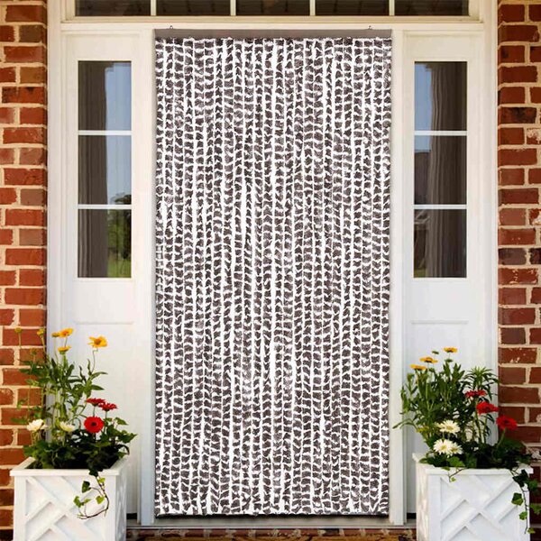Závěs proti hmyzu taupe a bílý 100 x 220 cm Chenille 325462