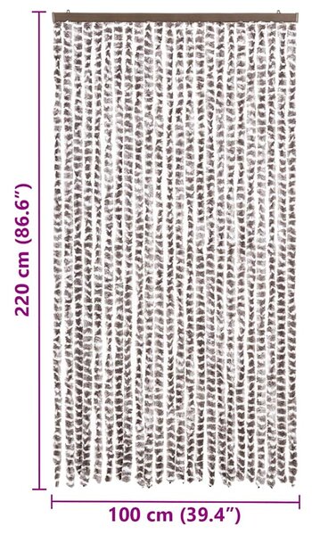 Závěs proti hmyzu taupe a bílý 100 x 220 cm Chenille 325462