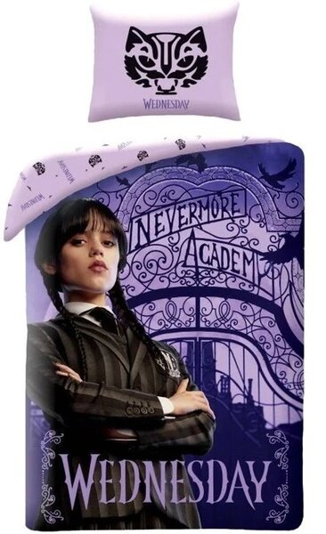 Bavlněné ložní povlečení Wednesday - motiv Nevermore Academy - 100% bavlna - 70 x 90 cm + 140 x 200 cm