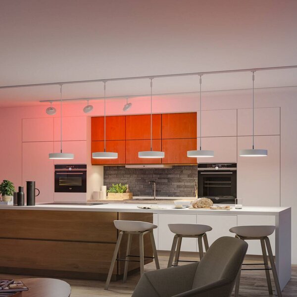 Paulmann URail Smart LED závěsné svítidlo Hildor, signální bílá, ZigBee, stmívatelný, Bílá / opál, Obývací pokoj / jídelna, Plast, Moderní