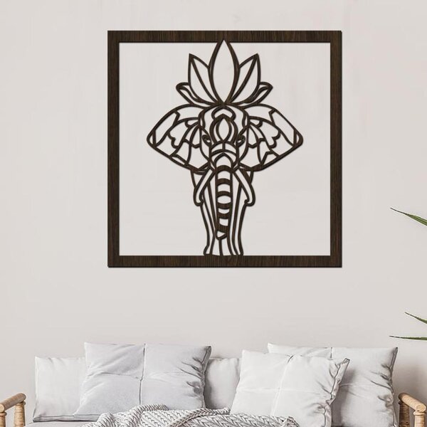 Dřevěný obraz HINDU SLON | Rozměry (cm): 60x60 | Zvolte barvu dekoru: Ořech