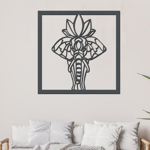 Dřevěný obraz HINDU SLON | Rozměry (cm): 60x60 | Zvolte barvu dekoru: Antracitová